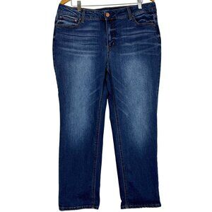 Time And Tru Straight Leg Jeans Sz 16 High Rise Cotton Stretch Dark Wash (38x28)